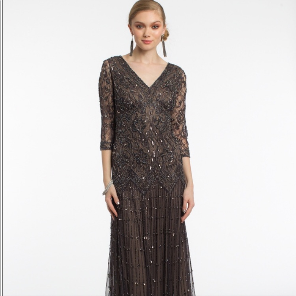 Camille la vie charcoal color beaded dress